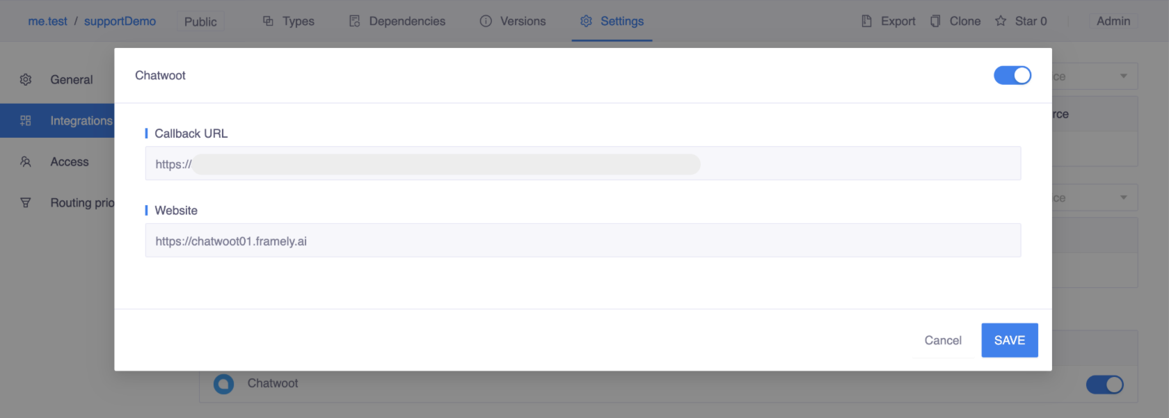 configuration of suppot